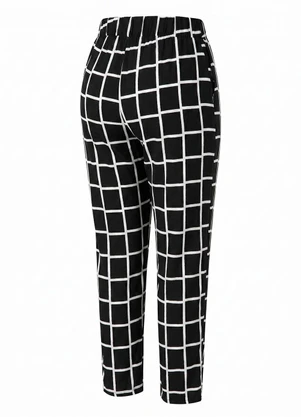 Quintess - Calça Quadriculada em Viscose Plana - QUINTESS