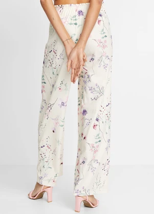 bonprix - Calça Ramo de Flores em Crepe Plano - BONPRIX