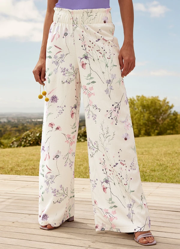 bonprix - Calça Ramo de Flores em Crepe Plano 2