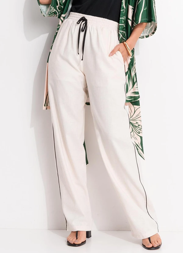 Quintess - Calça Reta Natural em Linho