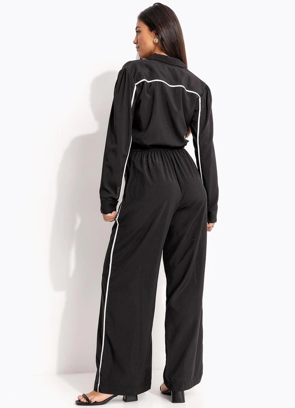 Quintess - Calça Reta Preta Poliéster 4