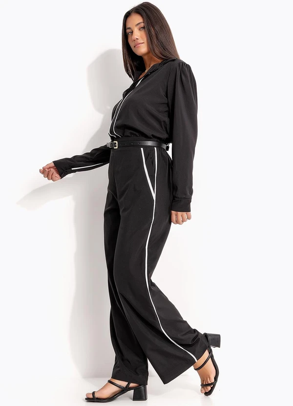 Quintess - Calça Reta Preta Poliéster 5