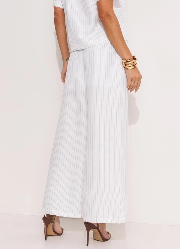 Quintess - Calça Risca de Giz Branco em Alfaiataria 9