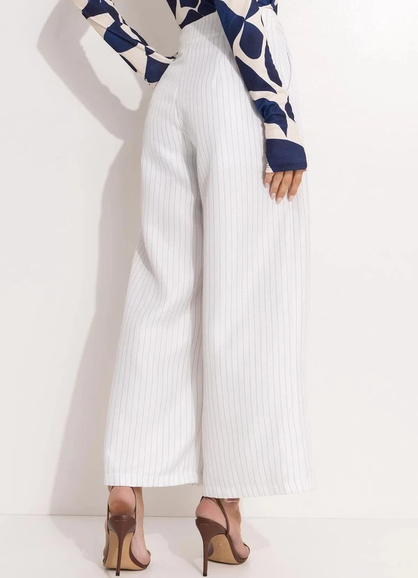 Quintess - Calça Risca de Giz Branco em Alfaiataria 6