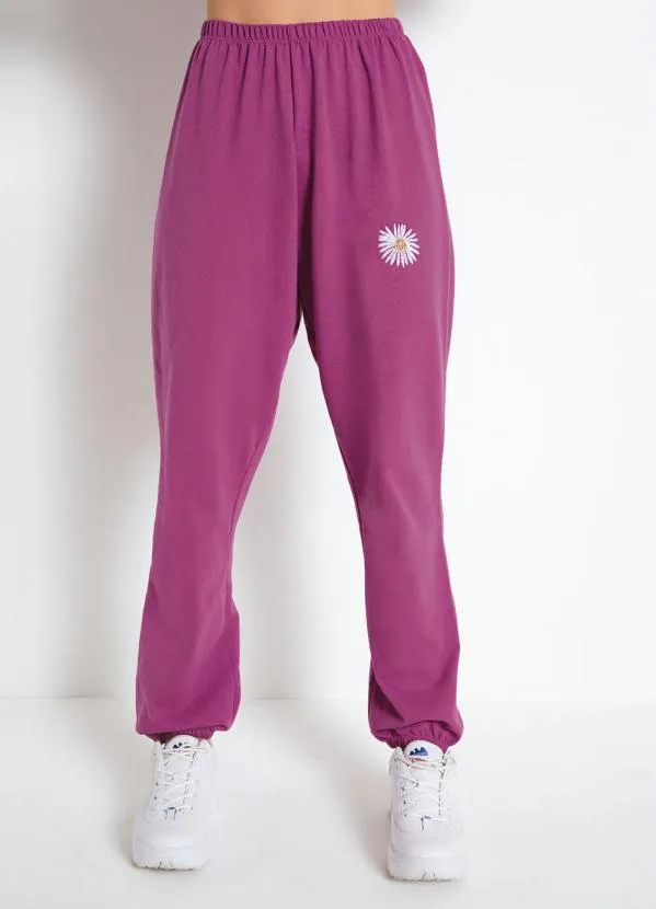 Moda Pop - Calça Roxa com Bordado 1