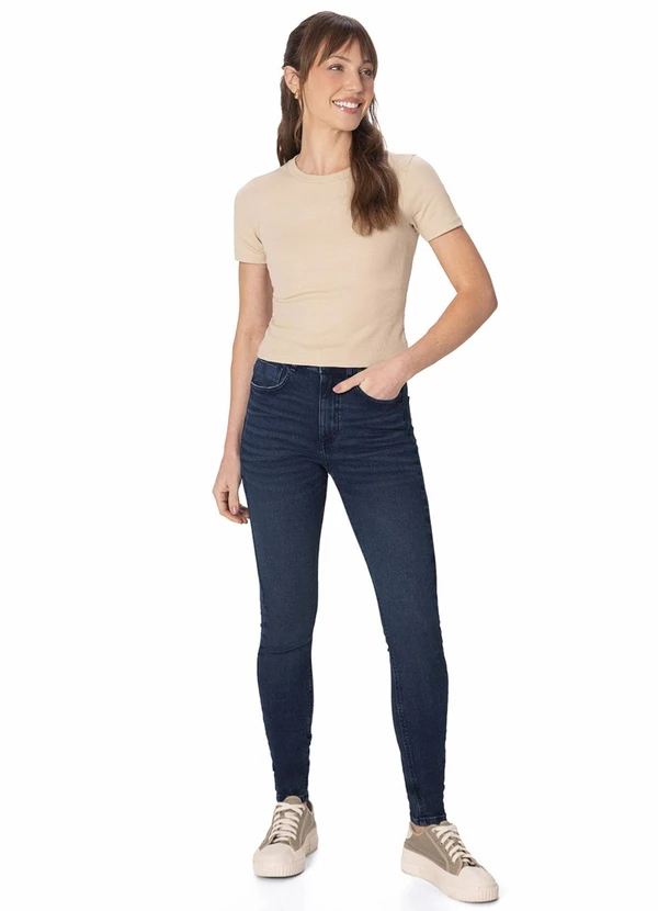 Malwee - Calça Skinny Cintura Alta em Jeans Azul Escuro 3