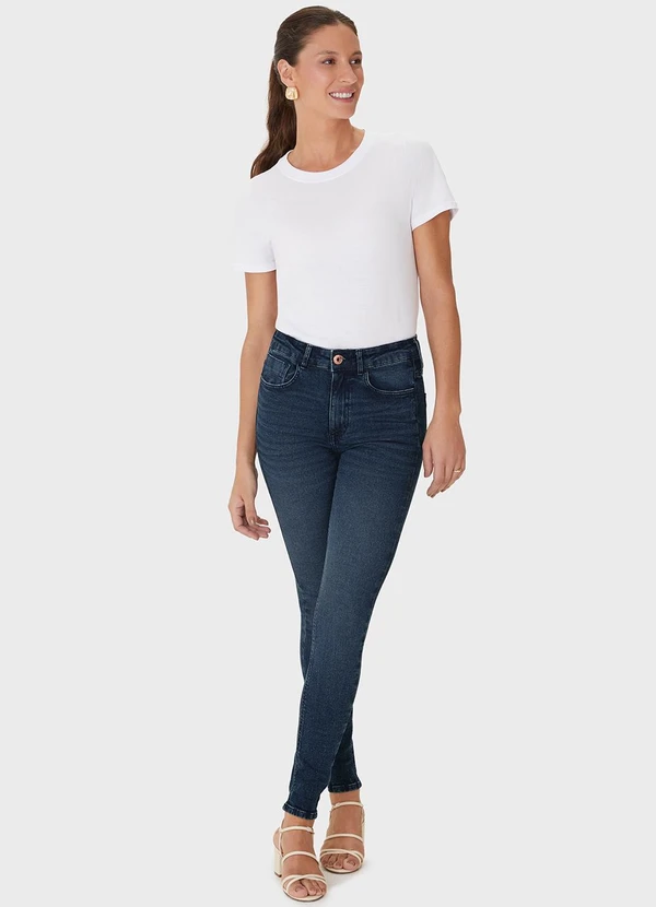 Malwee - Calça Skinny Cintura Alta em Jeans Azul Escuro 6