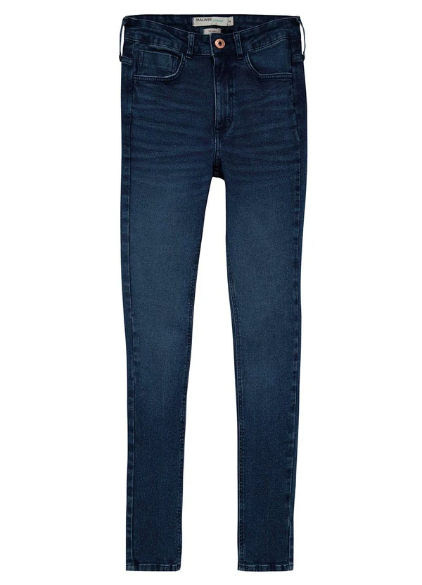 Malwee - Calça Skinny Cintura Alta em Jeans Azul Escuro 9