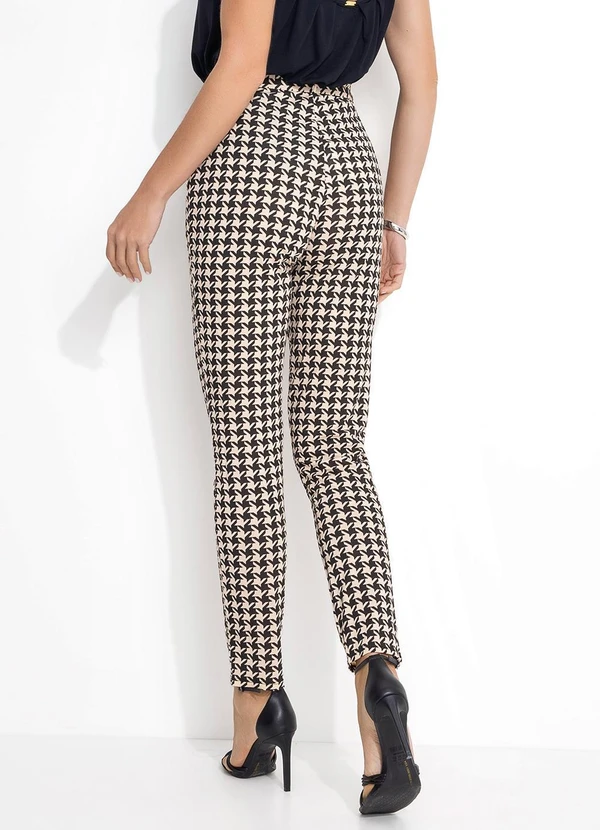 Quintess - Calça Soltinha Pied de Poule com Bolsos e Faixa 2