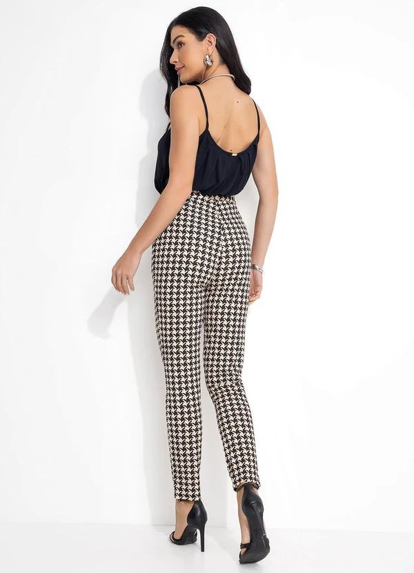 Quintess - Calça Soltinha Pied de Poule com Bolsos e Faixa 4