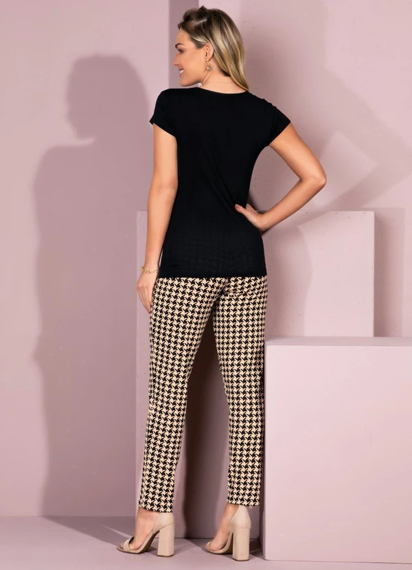 Quintess - Calça Soltinha Pied de Poule com Bolsos e Faixa 9