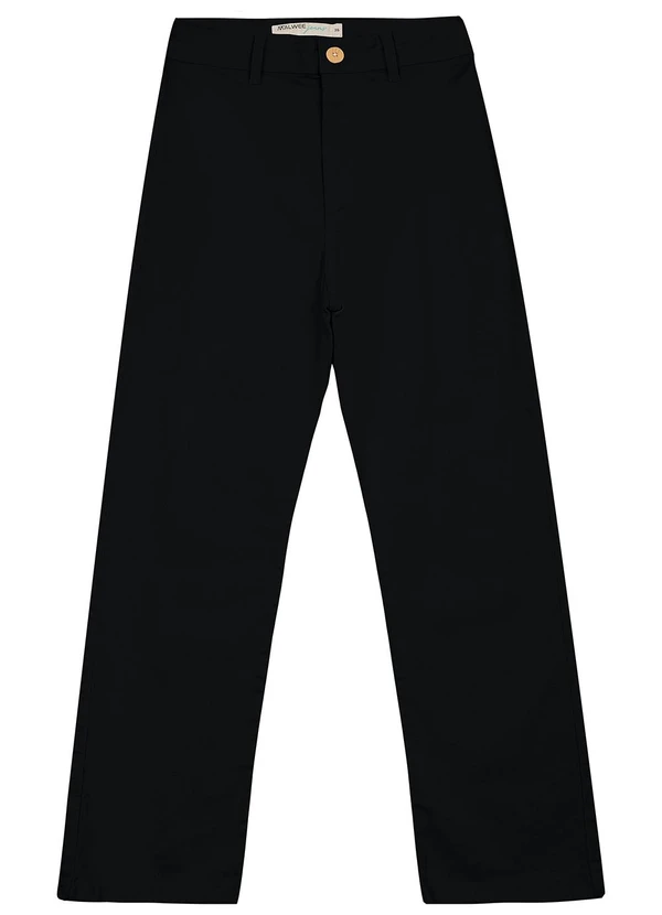 Malwee - Calça Straight Cropped Cintura Alta Preto