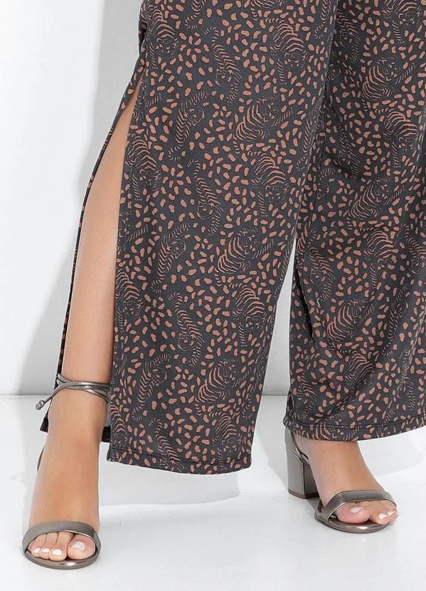 Moda Pop - Calça Tigre com Fendas e Cintura Alta. 3