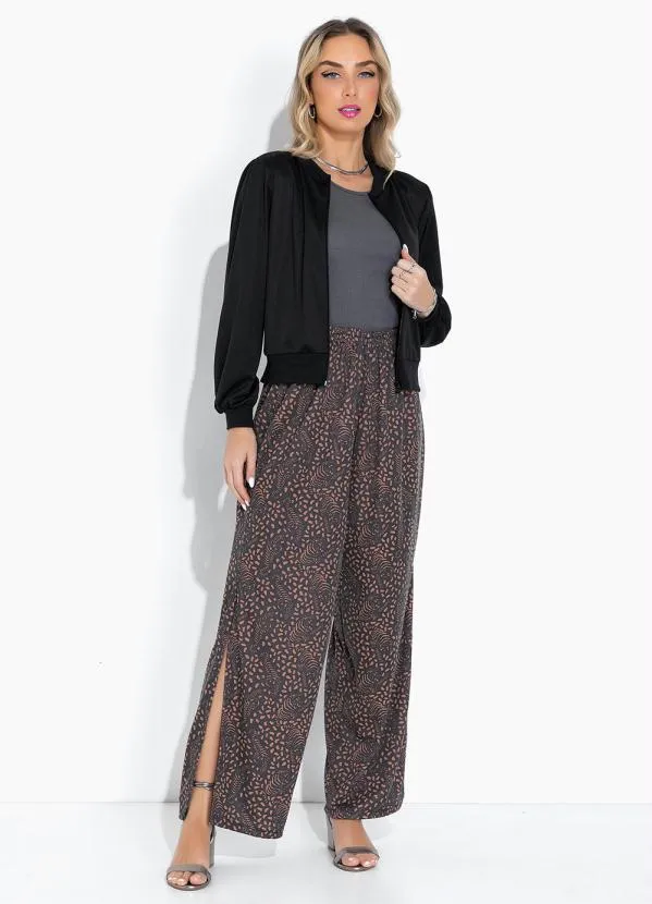 Moda Pop - Calça Tigre com Fendas e Cintura Alta. 4