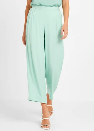 bonprix - Calça Verde Claro em Crepe Plano - BONPRIX