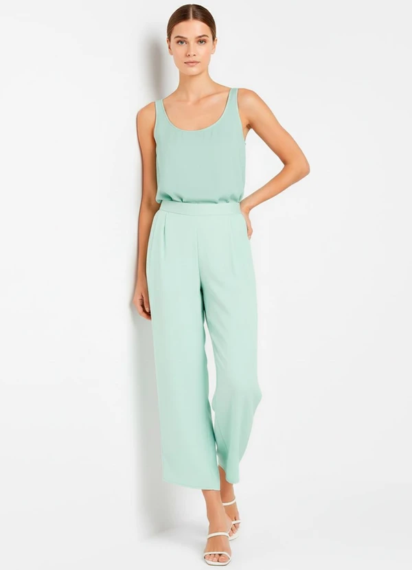 bonprix - Calça Verde Claro em Crepe Plano 3