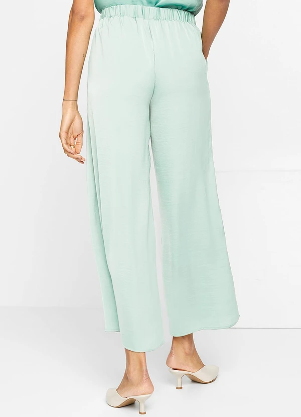 bonprix - Calça Verde Claro em Crepe Plano 5