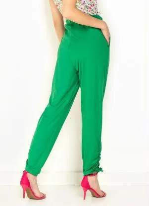 Moda Pop - Calça Verde com Franzidos e Detalhes na Perna - MODA POP
