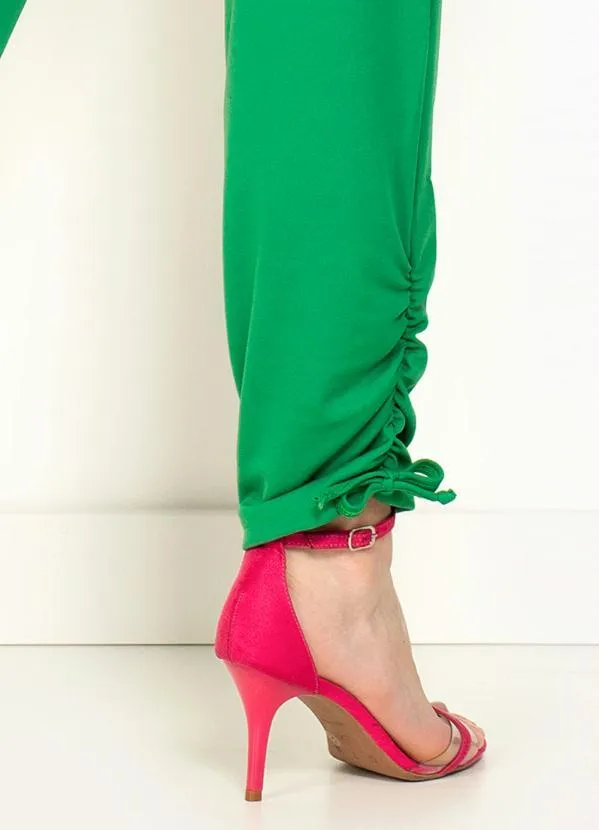Moda Pop - Calça Verde com Franzidos e Detalhes na Perna 3
