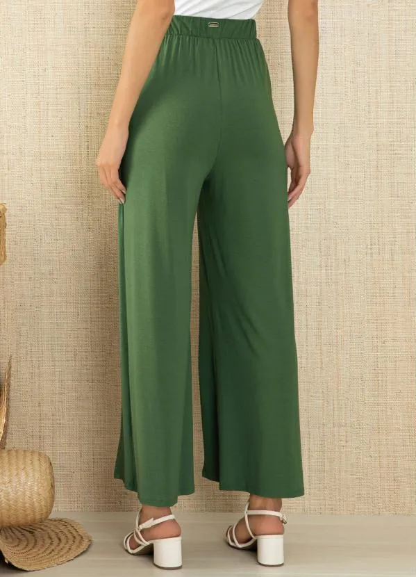 Quintess - Calça Verde com Sobreposição e Fendas Frontais 8