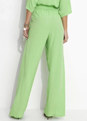 Quintess - Calça Verde em Viscose Plana - QUINTESS