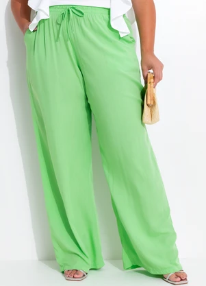Quintess - Calça Verde em Viscose Plana - QUINTESS