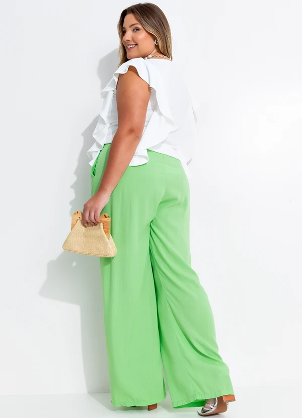 Quintess - Calça Verde em Viscose Plana 8