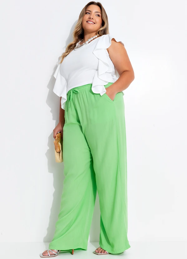 Quintess - Calça Verde em Viscose Plana 9