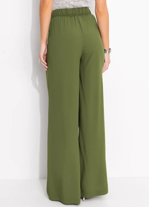 Quintess - Calça Verde em Viscose Plana - QUINTESS