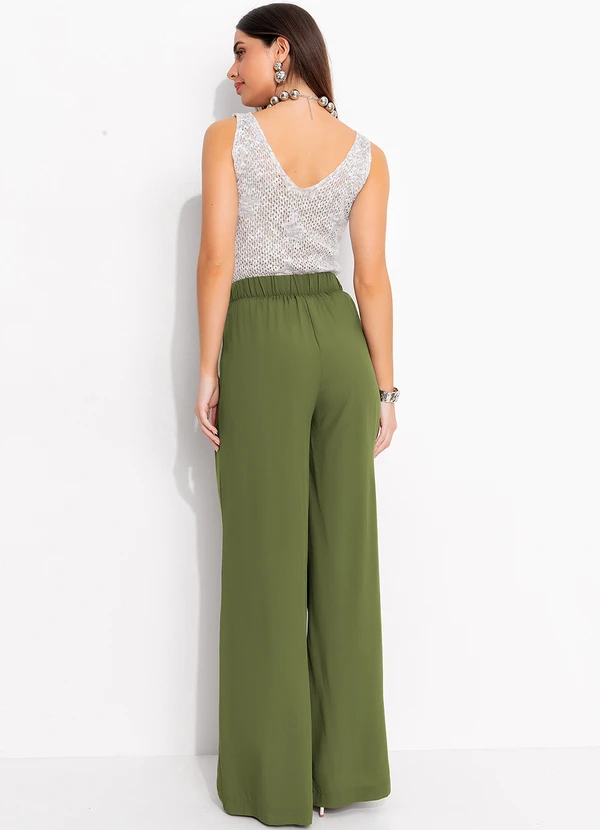 Quintess - Calça Verde em Viscose Plana 5