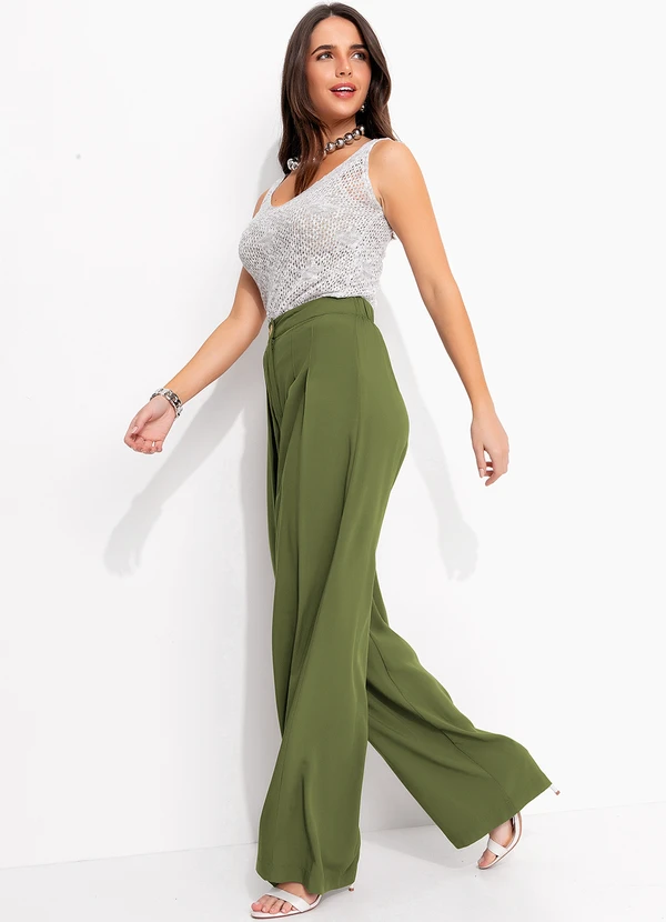 Quintess - Calça Verde em Viscose Plana 4