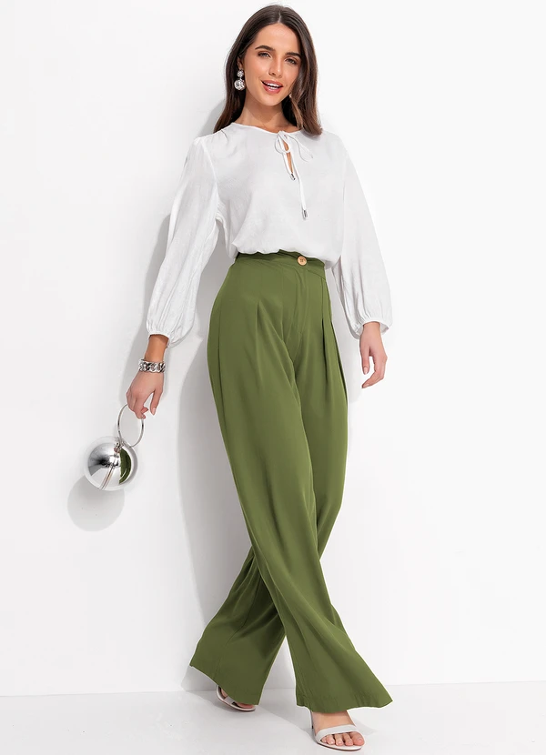 Quintess - Calça Verde em Viscose Plana 3