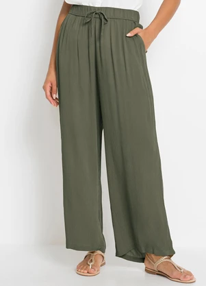 bonprix - Calça Verde Oliva em Malha de Viscose - BONPRIX