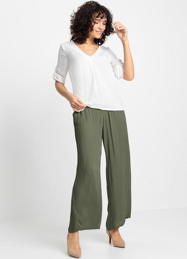 bonprix - Calça Verde Oliva em Malha de Viscose 3