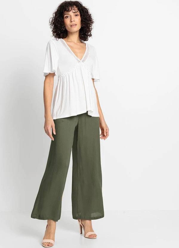 bonprix - Calça Verde Oliva em Malha de Viscose 4