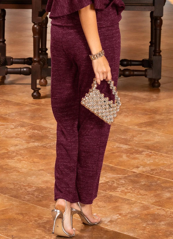 Quintess - Calça Vermelha em Malha com Lurex 2