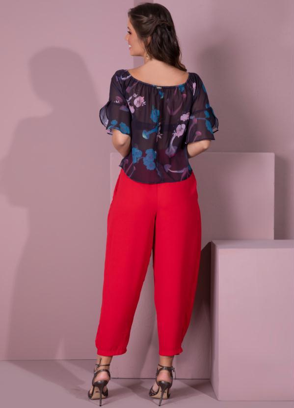 Queima Estoque - Calça Vermelho com Pregas 5