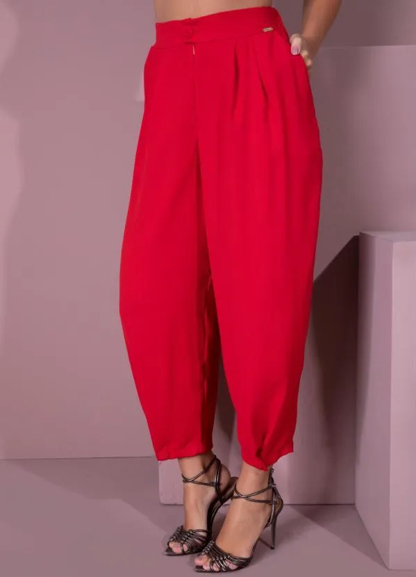 Queima Estoque - Calça Vermelho com Pregas 5