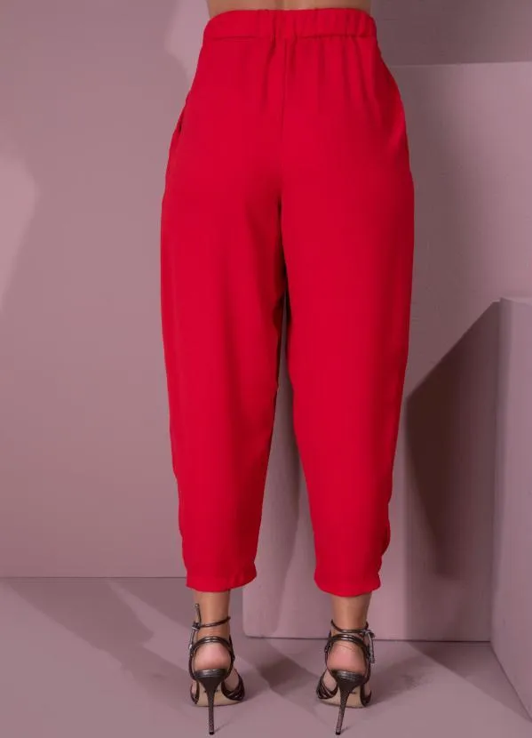 Queima Estoque - Calça Vermelho com Pregas 6