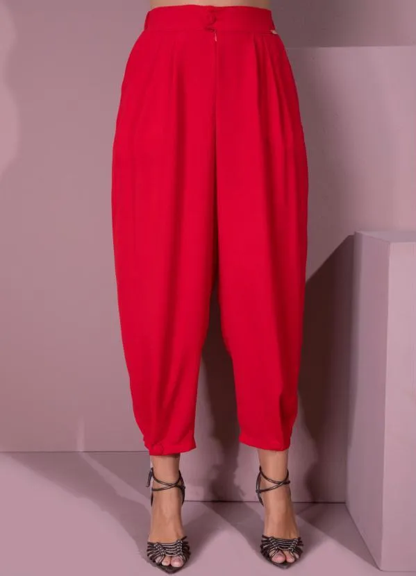 Queima Estoque - Calça Vermelho com Pregas 7