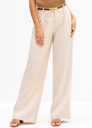 Principessa - Calça Pantalona de Alfaiataria Creponada Aveia Glicia - PRINCIPESSA