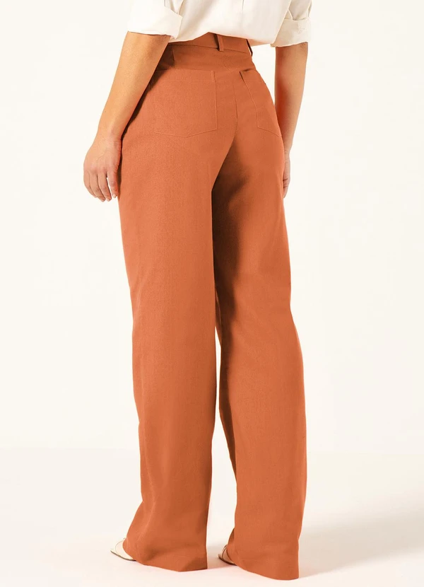Principessa - Calça Wide Leg de Linho Hadassa Laranja 2