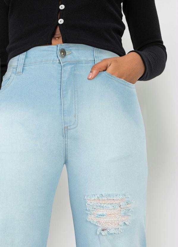 Outlet - Calça Wide Leg Destroyed Azul Claro 3
