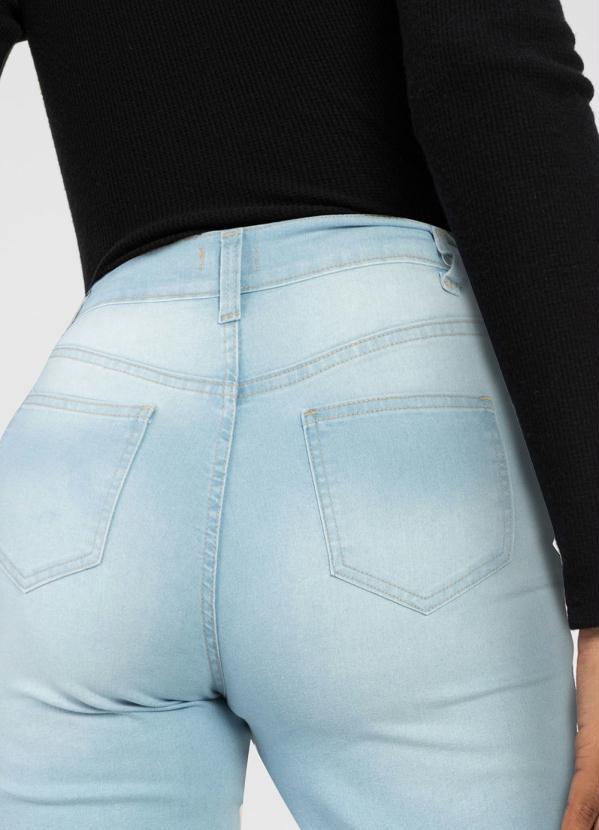 Outlet - Calça Wide Leg Destroyed Azul Claro 4