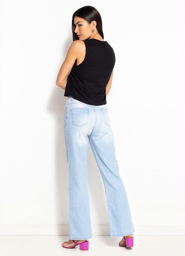 Outlet - Calça Wide Leg Destroyed Azul Claro 8