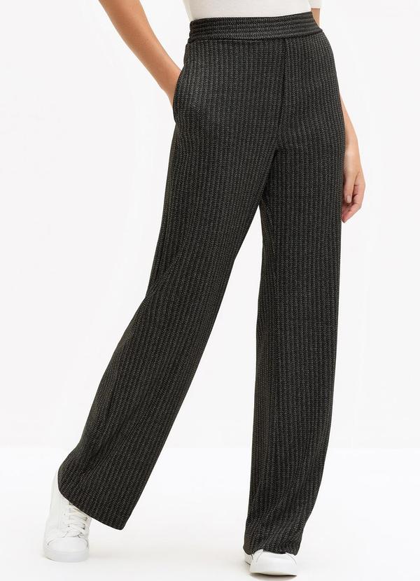 Principessa - Calça Wide Leg Malha Texturizada Dirlene Preto