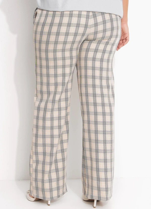 Quintess - Calça Xadrez Bege em Alfaiataria 14