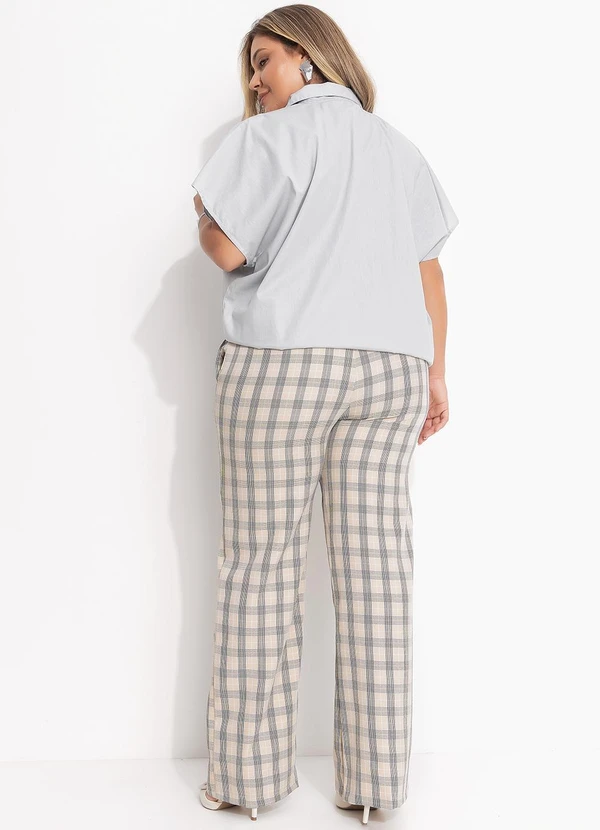 Quintess - Calça Xadrez Bege em Alfaiataria 16