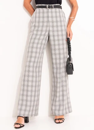 Quintess - Calça Xadrez Cinza em Alfaiataria - QUINTESS