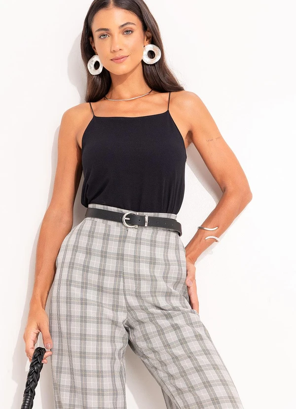 Quintess - Calça Xadrez Cinza em Alfaiataria 5